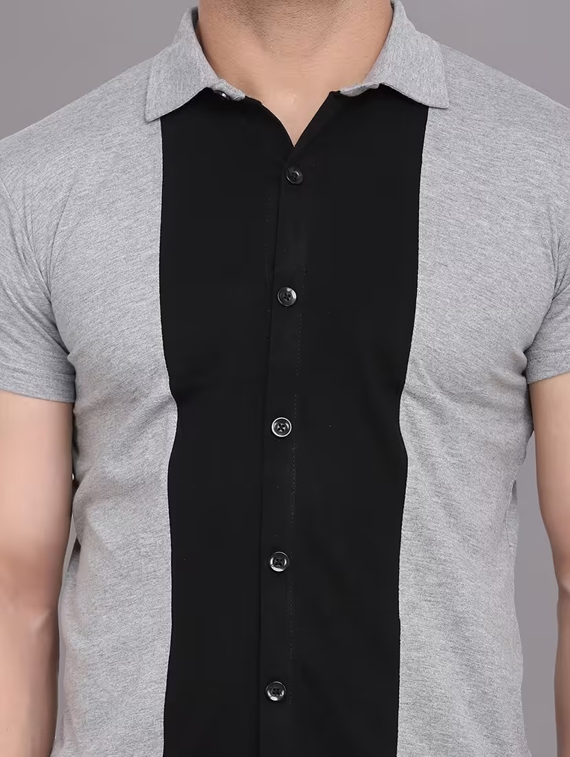 Men Color Block Cotton Casual Shirt