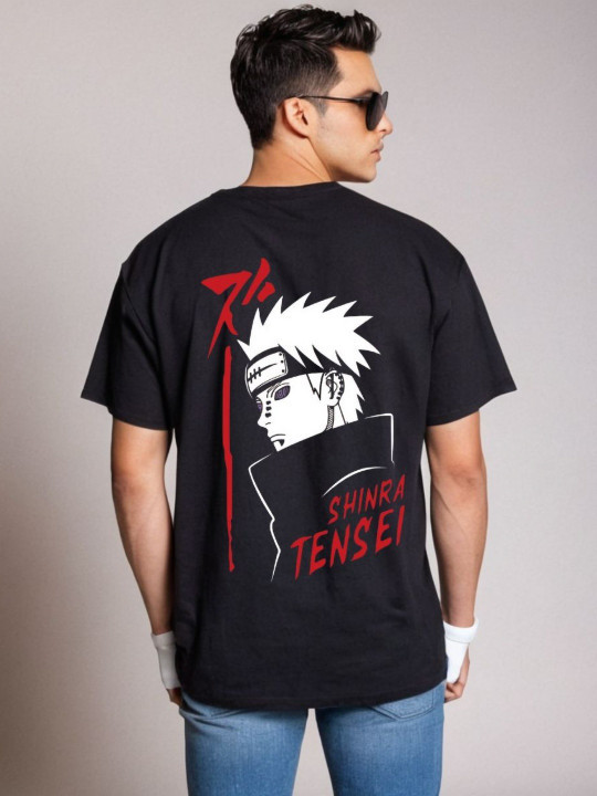 Graphic Anime Printed Round Neck Oversized Cotton T-shirt