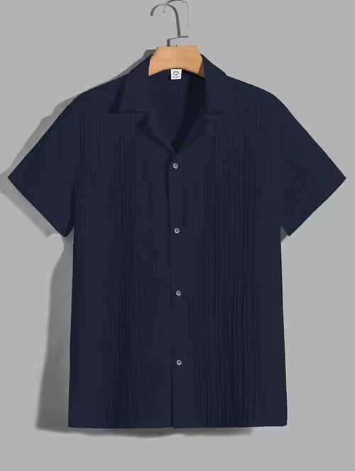 Men Navy Blue Regular Fit Casual Shirt