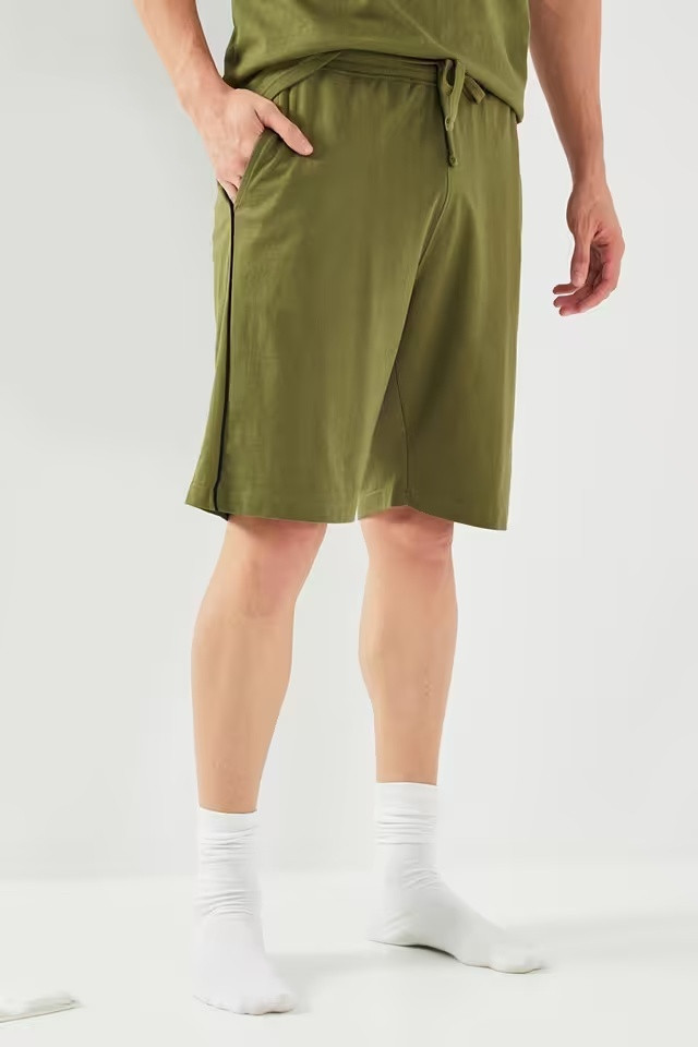 Mustard Green Cotton Men's Shorts