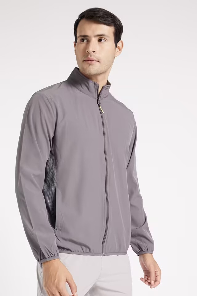 Solid Polyester Regular Fit Men's Jacket