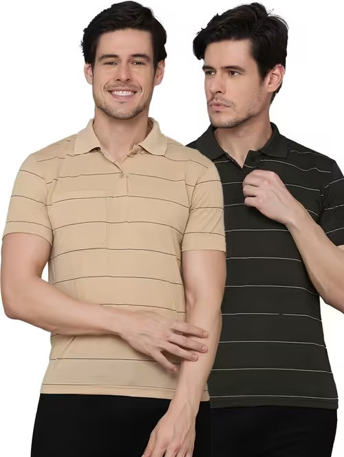 Pack of 2 Striped polo t-shirts
